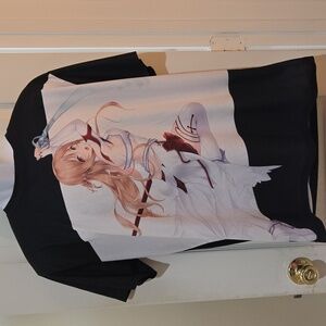 Asuna Yuuki Sword Art Online Tshirt Knighrs Of The Blood Short Sleeve Black